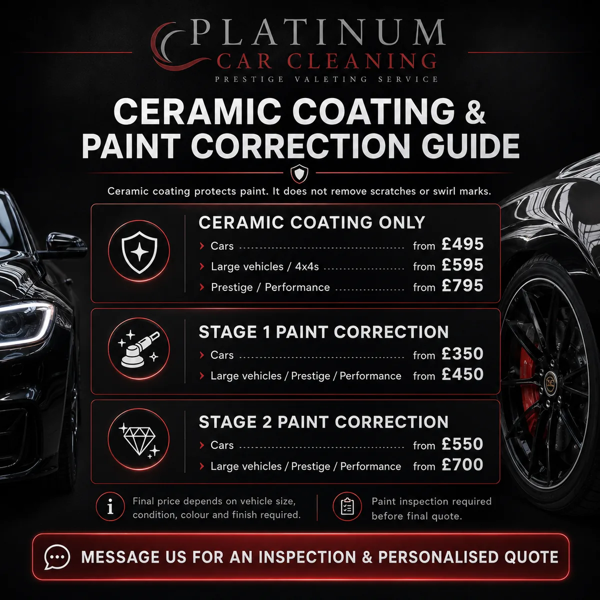 Ceramic coating and paint correction price guide