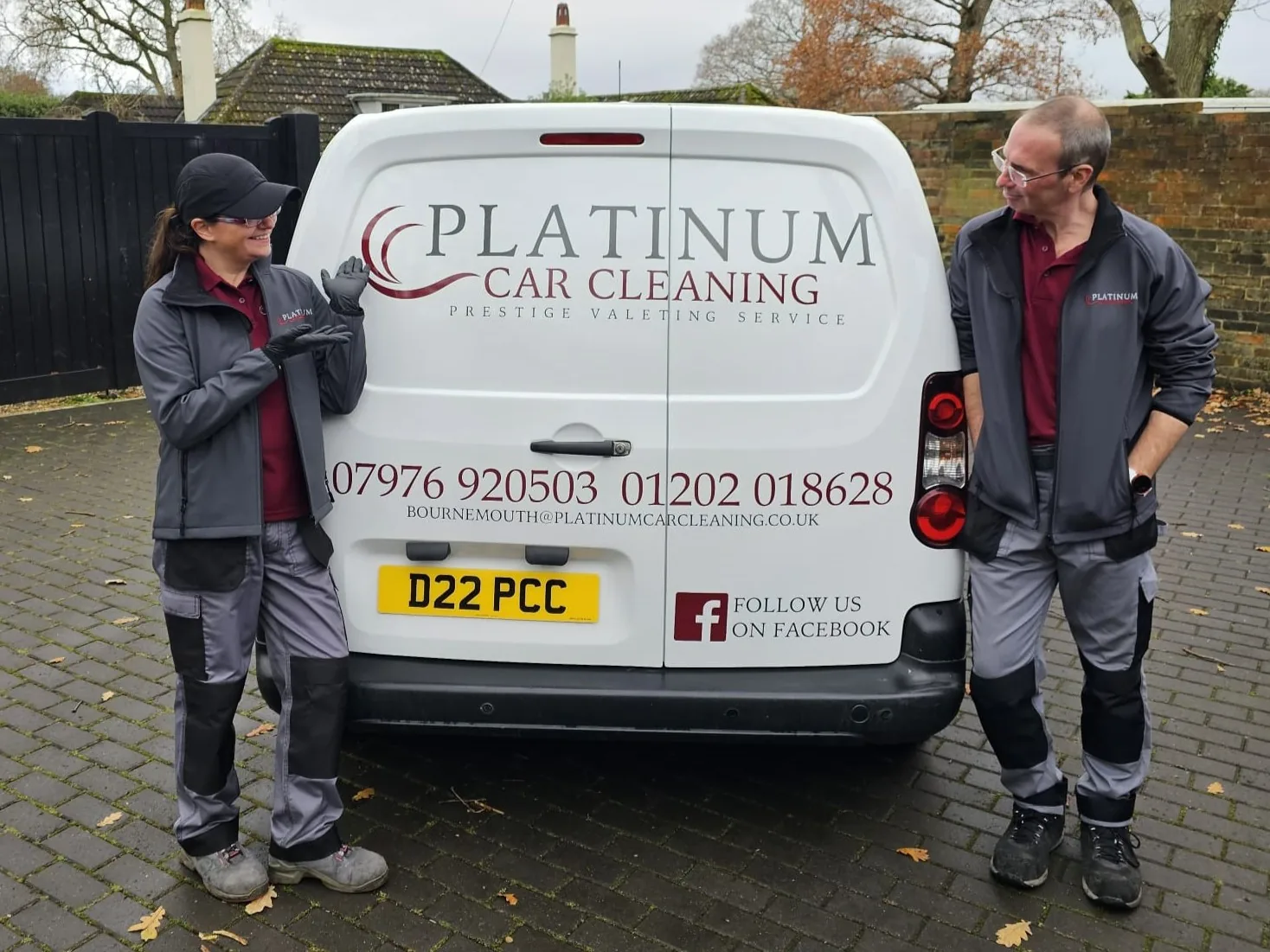 Platinum Car Cleaning branded mobile valeting van and team